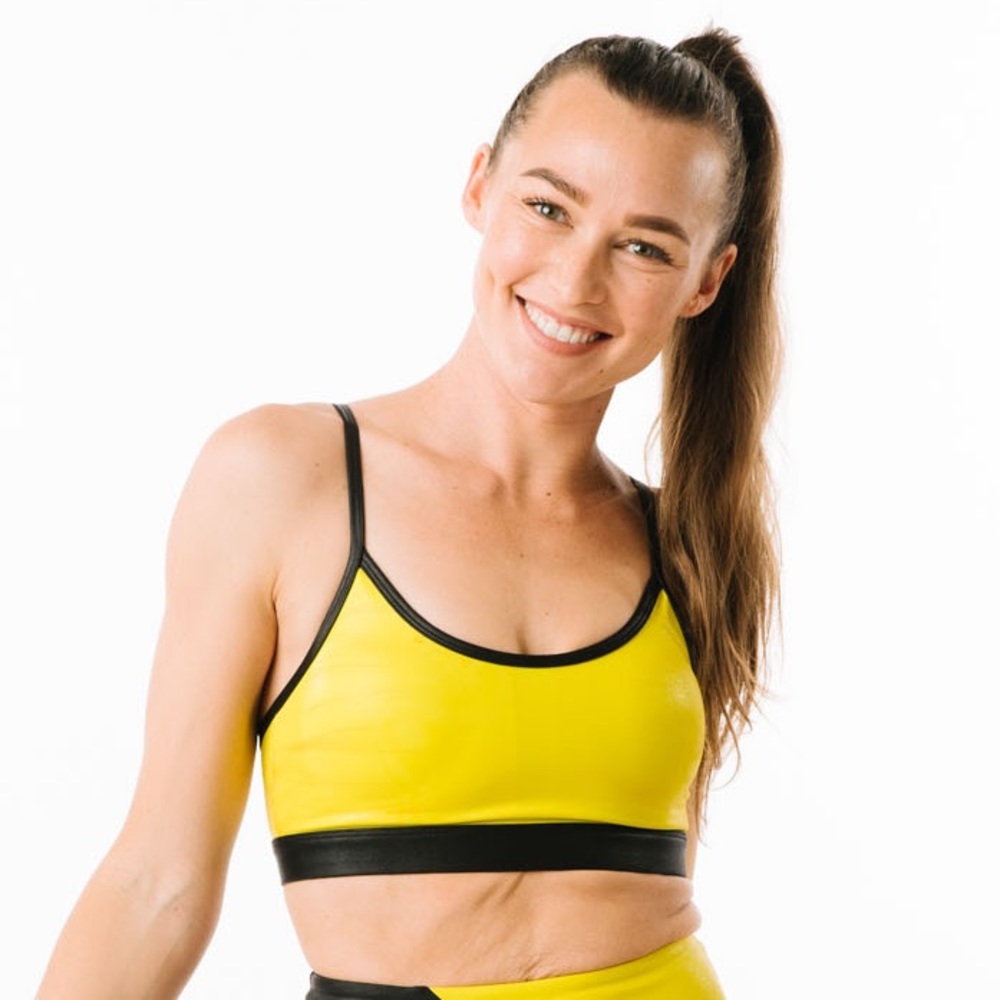 Neon Yellow Metallic Light n Tight Adjustable Strap Bra